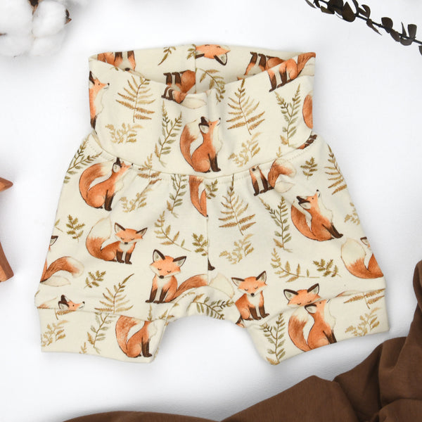 Organic Cotton High Waist Baby Shorts, Rusty Organic Earthy Clothing