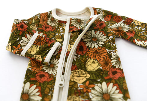 Organic Cotton Baby Pajamas 2-Way Zip Front Zipper Sleeper, Daisy Organic Earthy Clothing