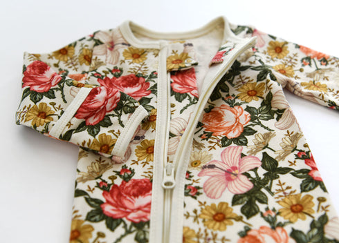 Organic Cotton Baby Pajamas 2-Way Zip Front Zipper Sleeper, Pearl Organic Earthy Clothing