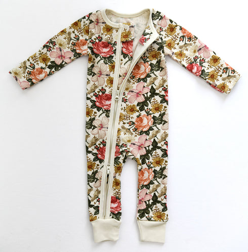 Organic Cotton Baby Pajamas 2-Way Zip Front Zipper Sleeper, Pearl Organic Earthy Clothing