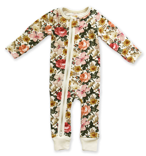 Organic Cotton Baby Pajamas 2-Way Zip Front Zipper Sleeper, Pearl Organic Earthy Clothing