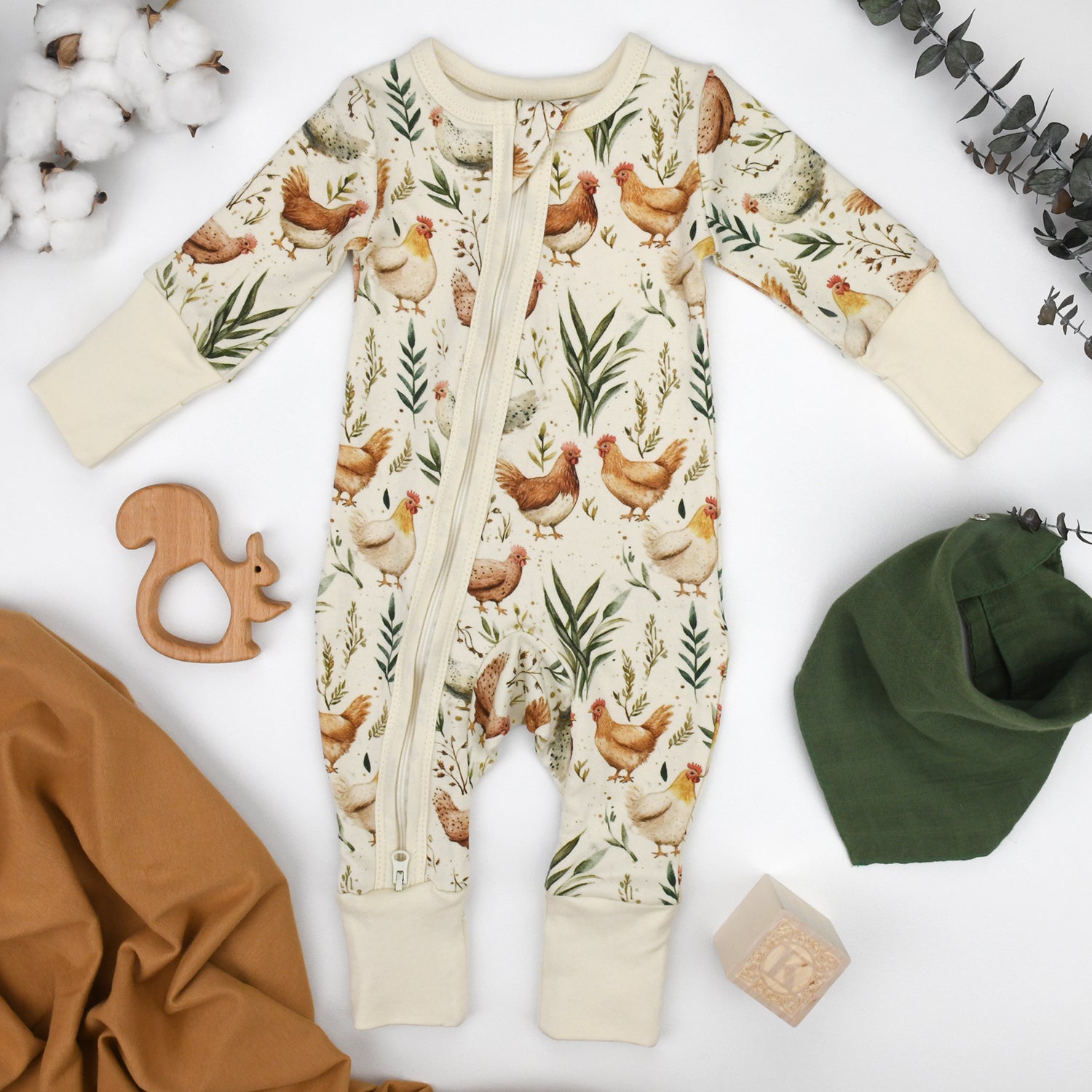 Organic Cotton Baby Pajamas 2-Way Zip Front Zipper Sleeper