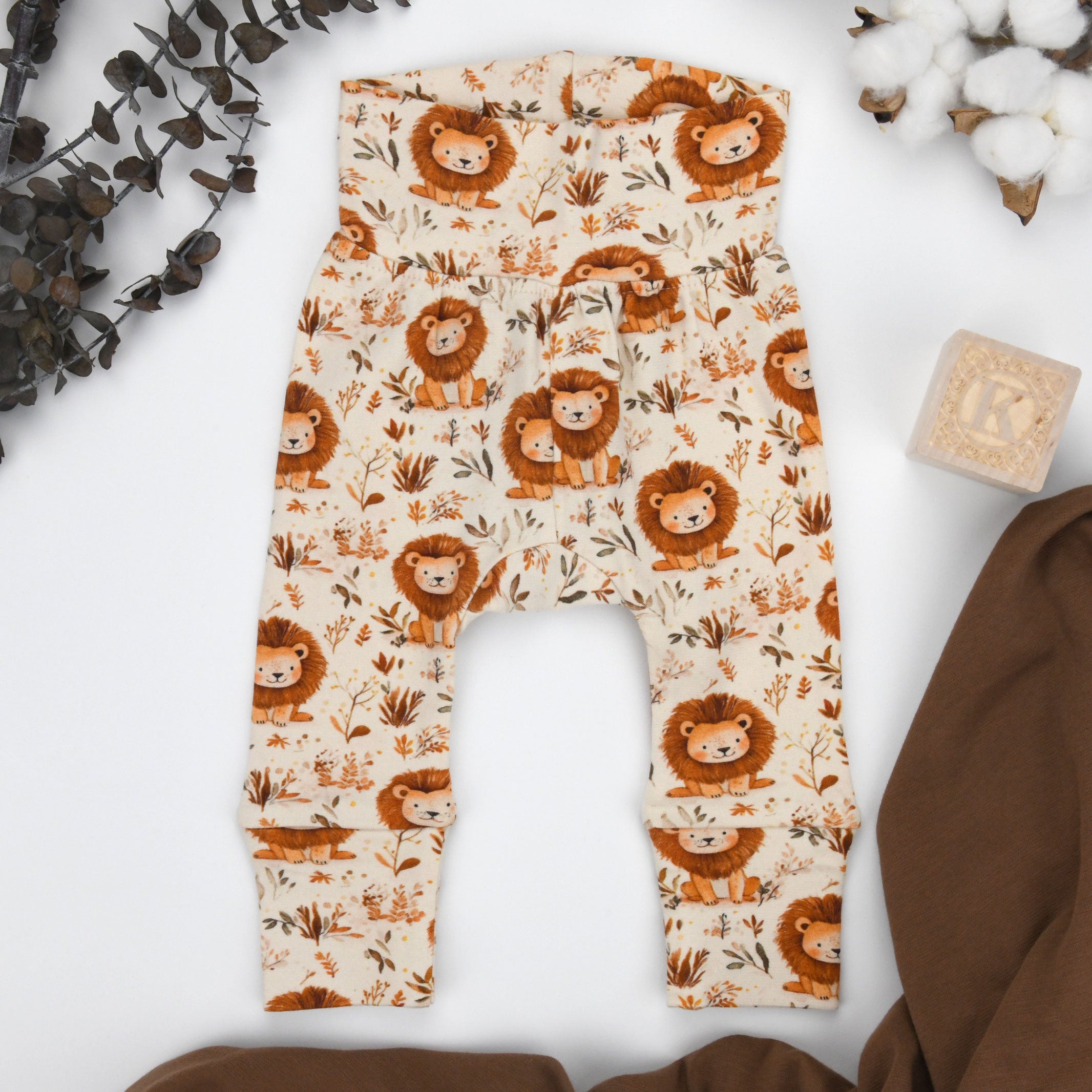 Organic Cotton High Waist Baby Pants, Heath – Earthy